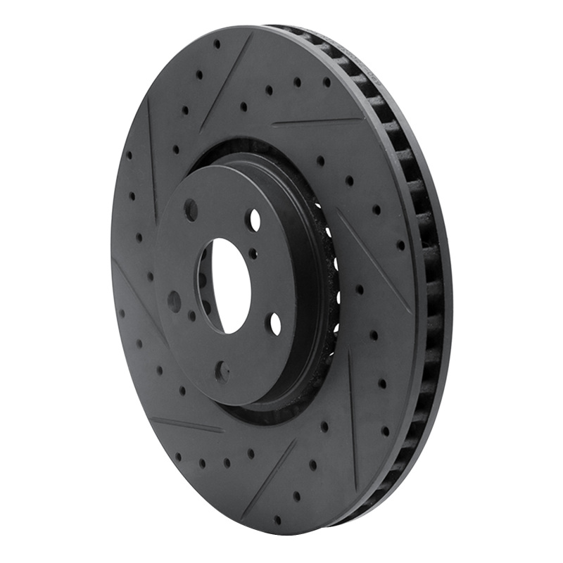 Lexus GS350 Brake Rotor (1) - Front Left - R1 Concepts - Drilled & Slotted - Black - `07-`11